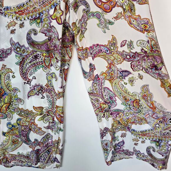 L'Agence Geraldine Cover Up Pant White Multi Paisley Print Relaxed S NEW - Picture 9 of 10